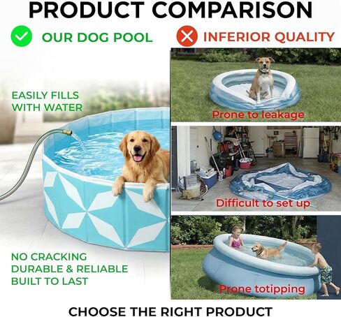 Foldable Dog Pool for Large Dogs, Kiddie Pool Hard Plastic Collapsible Dog Pool, Heavy Duty 0.5mm PVC with Non-Slip Bottom, Portable Kiddie Pool for Dogs, Pet Bath Tub for Backyard Summer, BL 47“ in Saudi Arabia