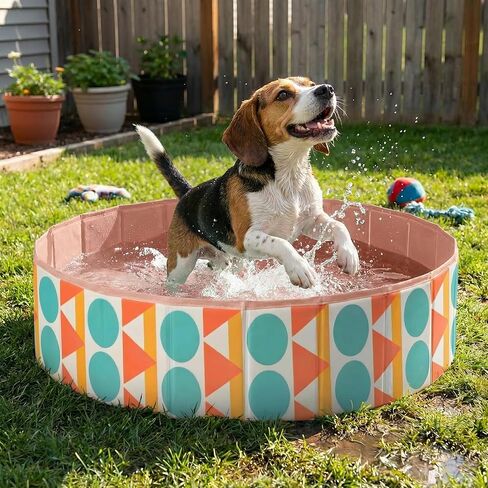 Foldable Dog Pool for Large Dogs, Kiddie Pool Hard Plastic Collapsible Dog Pool, Heavy Duty 0.5mm PVC with Non-Slip Bottom, Portable Kiddie Pool for Dogs, Pet Bath Tub for Backyard Summer, BL 47“ in Saudi Arabia