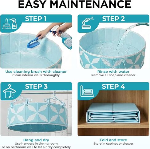 Foldable Dog Pool for Large Dogs, Kiddie Pool Hard Plastic Collapsible Dog Pool, Heavy Duty 0.5mm PVC with Non-Slip Bottom, Portable Kiddie Pool for Dogs, Pet Bath Tub for Backyard Summer, BL 47“ in Saudi Arabia