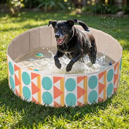 Foldable Dog Pool for Large Dogs, Kiddie Pool Hard Plastic Collapsible Dog Pool, Heavy Duty 0.5mm PVC with Non-Slip Bottom, Portable Kiddie Pool for Dogs, Pet Bath Tub for Backyard Summer, BL 47“ in Saudi Arabia