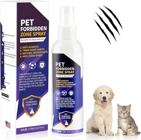 Cat Spray Deterrent, Pet Repellent Indoor for Cat & Dog - Prevent Licking, Marking, Chewing Indoors and Stop Pets from Chewing on Furniture, Paw, Wounds, Alcohol Free, Non-Toxic, No Sting & No Smell in Kuwait