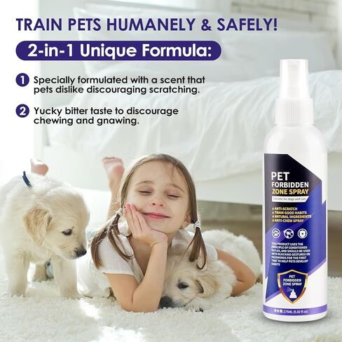 Cat Spray Deterrent, Pet Repellent Indoor for Cat & Dog - Prevent Licking, Marking, Chewing Indoors and Stop Pets from Chewing on Furniture, Paw, Wounds, Alcohol Free, Non-Toxic, No Sting & No Smell in Kuwait