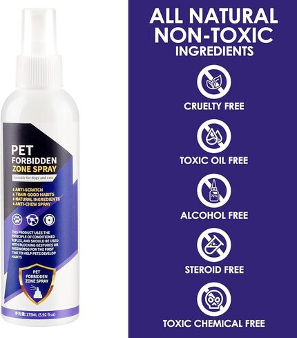 Cat Spray Deterrent, Pet Repellent Indoor for Cat & Dog - Prevent Licking, Marking, Chewing Indoors and Stop Pets from Chewing on Furniture, Paw, Wounds, Alcohol Free, Non-Toxic, No Sting & No Smell in Kuwait