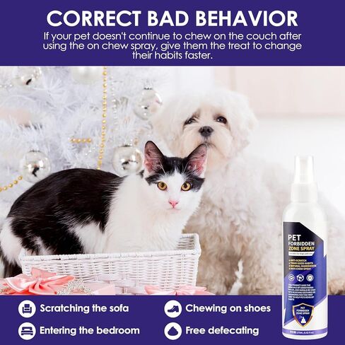 Cat Spray Deterrent, Pet Repellent Indoor for Cat & Dog - Prevent Licking, Marking, Chewing Indoors and Stop Pets from Chewing on Furniture, Paw, Wounds, Alcohol Free, Non-Toxic, No Sting & No Smell in Kuwait