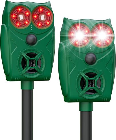 Solar Ultrasonic Animal Repeller with Motion Sensor, Deer Repellent Devices with LED Light, Waterproof Cat Repellent Outdoor, Dog Deterrent for Yard Garden to Repel Raccoon, Squirrel, Fox (2, Green) in Kuwait