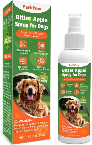 Bitter Apple Spray for Dogs, NO Chew Spray for Dogs to Protect the Furniture and Plant, Natrual Dog Deterrent Spray to Stop Dogs & Puppies from Chewing, Biting, Licking, Peeing, 150 ml/5.28oz in Kuwait