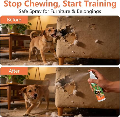 Bitter Apple Spray for Dogs, NO Chew Spray for Dogs to Protect the Furniture and Plant, Natrual Dog Deterrent Spray to Stop Dogs & Puppies from Chewing, Biting, Licking, Peeing, 150 ml/5.28oz in Kuwait