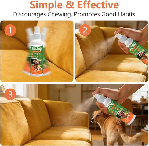 Bitter Apple Spray for Dogs, NO Chew Spray for Dogs to Protect the Furniture and Plant, Natrual Dog Deterrent Spray to Stop Dogs & Puppies from Chewing, Biting, Licking, Peeing, 150 ml/5.28oz in Kuwait