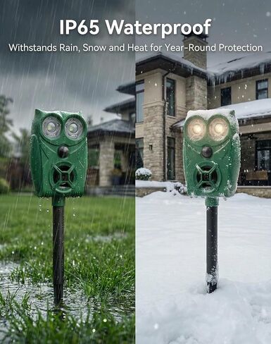 Solar Ultrasonic Animal Repeller with Motion Sensor, Deer Repellent Devices with LED Light, Waterproof Cat Repellent Outdoor, Dog Deterrent for Yard Garden to Repel Raccoon, Squirrel, Fox (2, Green) in Kuwait