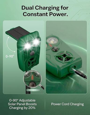 Solar Ultrasonic Animal Repeller with Motion Sensor, Deer Repellent Devices with LED Light, Waterproof Cat Repellent Outdoor, Dog Deterrent for Yard Garden to Repel Raccoon, Squirrel, Fox (2, Green) in Kuwait