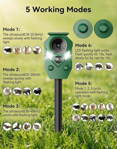 4 Pack Solar Deer Repellent Devices with Motion Sensor & LED Lights, Waterproof Cat Repellent Outdoor, Ultrasonic Animal Repeller Repels Dog, Raccoon, Skunk, Coyote for Garden, Yard & Lawn in Kuwait