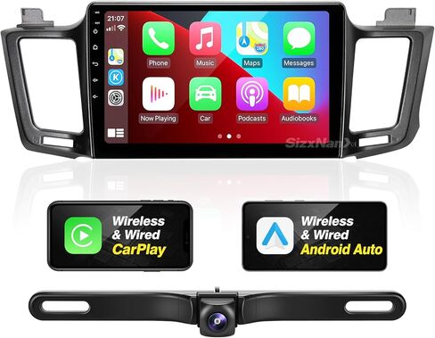 SizxNanv for RAV4 Upgrade Android Radio Touch Screen Compatible with Carplay Android Auto,Car Stereo Bluetooth Navigation Media Player GPS WiFi Backup Camera for Toyota RAV4 2013 2014 2015 2016 2018 in Kuwait