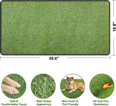 Artificial Grass for Dogs Potty, Reusable Pet Training Mat for Home and Travel, Washable Hemmed Edge Grass Pee Pad with Drainage Holes, Easy to Clean (19.8"x39.6") in Kuwait