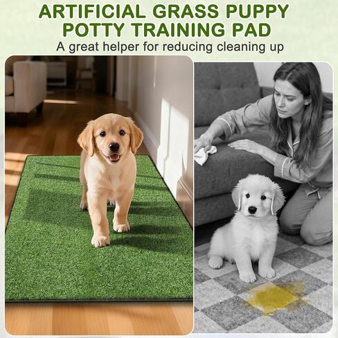 Artificial Grass for Dogs Potty, Reusable Pet Training Mat for Home and Travel, Washable Hemmed Edge Grass Pee Pad with Drainage Holes, Easy to Clean (19.8"x39.6") in Kuwait