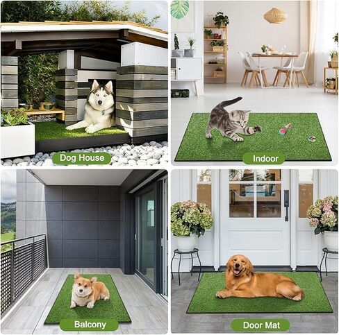 Artificial Grass for Dogs Potty, Reusable Pet Training Mat for Home and Travel, Washable Hemmed Edge Grass Pee Pad with Drainage Holes, Easy to Clean (19.8"x39.6") in Kuwait