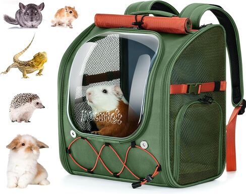 Pecute Small Pet Carrier, Breathable Bearded Dragon Carrier, with Transparent Bubble & Steel Frame, Safety Lock for Hamster, Rabbit, Guinea Pig, Kitten, Puppy, Ideal for Travel/Vet Visits/Camp, Green in Kuwait