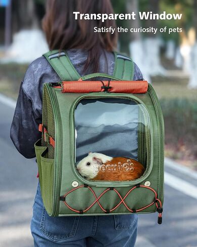 Pecute Small Pet Carrier, Breathable Bearded Dragon Carrier, with Transparent Bubble & Steel Frame, Safety Lock for Hamster, Rabbit, Guinea Pig, Kitten, Puppy, Ideal for Travel/Vet Visits/Camp, Green in Kuwait