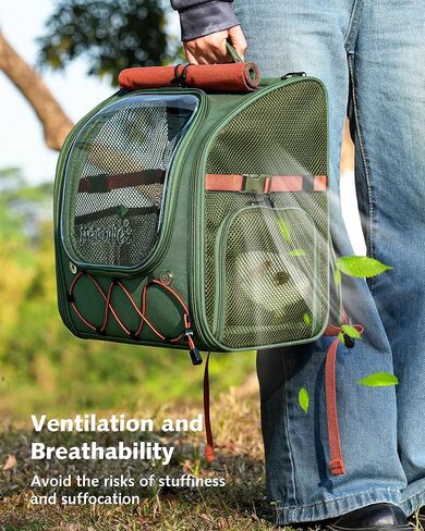 Pecute Small Pet Carrier, Breathable Bearded Dragon Carrier, with Transparent Bubble & Steel Frame, Safety Lock for Hamster, Rabbit, Guinea Pig, Kitten, Puppy, Ideal for Travel/Vet Visits/Camp, Green in Kuwait