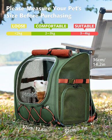 Pecute Small Pet Carrier, Breathable Bearded Dragon Carrier, with Transparent Bubble & Steel Frame, Safety Lock for Hamster, Rabbit, Guinea Pig, Kitten, Puppy, Ideal for Travel/Vet Visits/Camp, Green in Kuwait