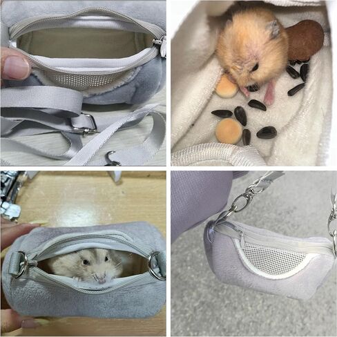 Hamster Carrier Bag with Breathable Window Portable Small Pet Carriers Soft-Sided Hands-Free Shoulder Strap Hamster Bag for Short Distance Travel Outdoor Check-Up Dwarf Hamsters Rats Mice in Kuwait