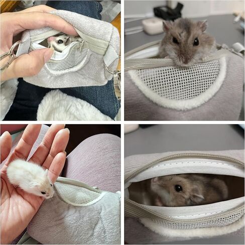 Hamster Carrier Bag with Breathable Window Portable Small Pet Carriers Soft-Sided Hands-Free Shoulder Strap Hamster Bag for Short Distance Travel Outdoor Check-Up Dwarf Hamsters Rats Mice in Kuwait