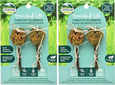 Oxbow Enriched Life Timothy Flowers, Natural Timothy Hay Chew for Rabbits, Guinea Pigs, and Hamsters, Promotes Dental Health, Safe Chewable Accessory for Playtime and Foraging, Small Pet Toy in Kuwait