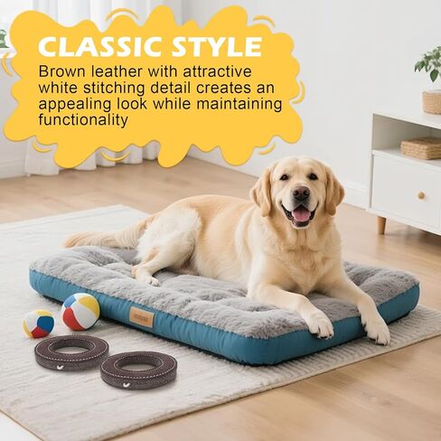 7" Leather Ring Dog Toy, Durable Suede Dog Flying Disc for Fetch & Tug of War, Natural Leather Chew Toy for Medium Large Dogs, Interactive Outdoor Training Dog Toy in Kuwait