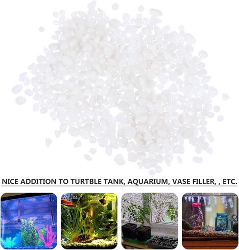 Ciieeo Aquarium Decorative Glass Pebbles 500g White Crystal Stones Fish Tank Stone Decor for Freshwater Tanks and Aquarium Landscaping in Kuwait