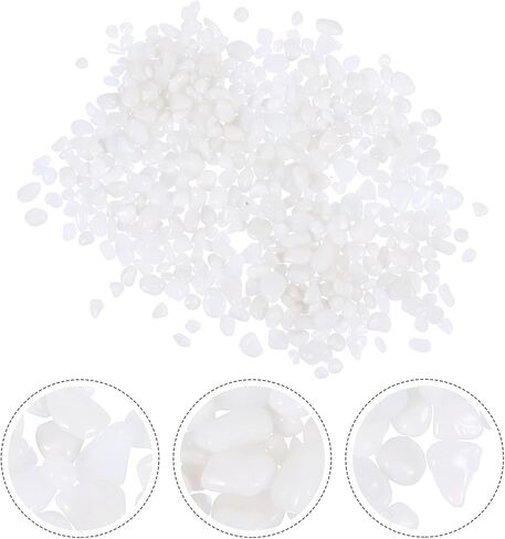 Abaodam Glass Crystal Stone Aquarium Pebbles 500g White Porcelain Gravel Fish Tank Decor Genuine Glass Gems for Betta and Freshwater Aquatic Plants in Kuwait