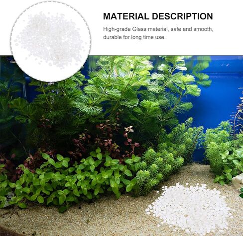 Abaodam Glass Crystal Stone Aquarium Pebbles 500g White Porcelain Gravel Fish Tank Decor Genuine Glass Gems for Betta and Freshwater Aquatic Plants in Kuwait