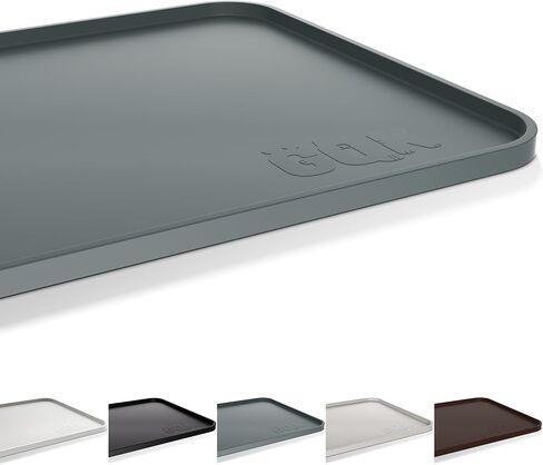 Silicone Dog & Cat Food Mat with Raised Edge, 24"x16" Extra Thick Waterproof Non-Slip Pet Feeding for Food and Water Bowls, Spill Proof Mat to Protect Floors, BPA Free Dishwasher-Safe,Gray in Kuwait