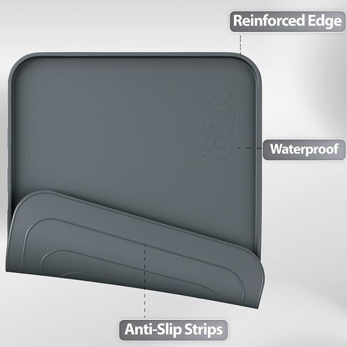 Silicone Dog & Cat Food Mat with Raised Edge, 24"x16" Extra Thick Waterproof Non-Slip Pet Feeding for Food and Water Bowls, Spill Proof Mat to Protect Floors, BPA Free Dishwasher-Safe,Gray in Kuwait