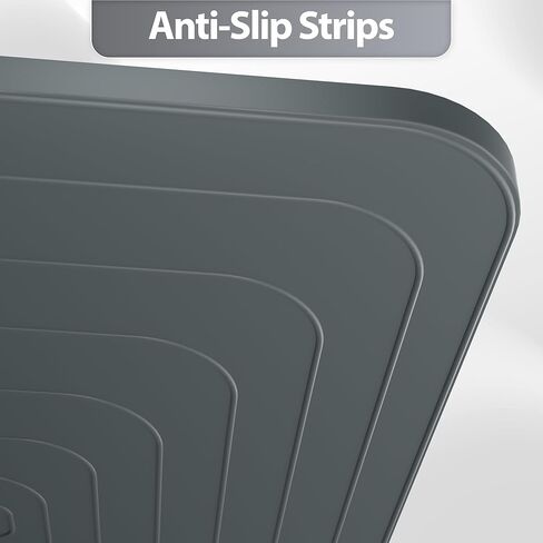 Silicone Dog & Cat Food Mat with Raised Edge, 24"x16" Extra Thick Waterproof Non-Slip Pet Feeding for Food and Water Bowls, Spill Proof Mat to Protect Floors, BPA Free Dishwasher-Safe,Gray in Kuwait