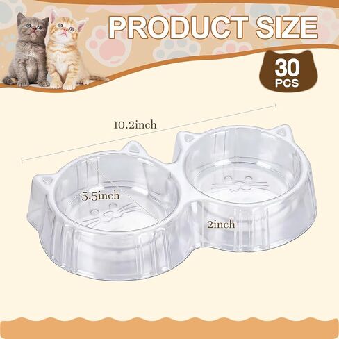 Whaline 30 Pcs Cat Ears Shape Anti Ant Food Bowls Cat Dog Disposable Container Plastic Pet Food Water Double Bowls Dish for Outdoor Small Animal Supplies in Kuwait