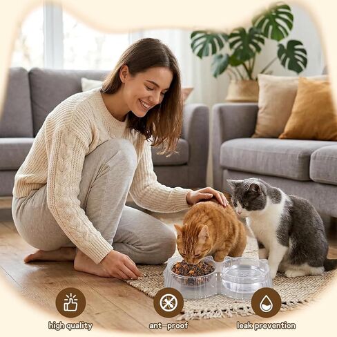 Whaline 30 Pcs Cat Ears Shape Anti Ant Food Bowls Cat Dog Disposable Container Plastic Pet Food Water Double Bowls Dish for Outdoor Small Animal Supplies in Kuwait