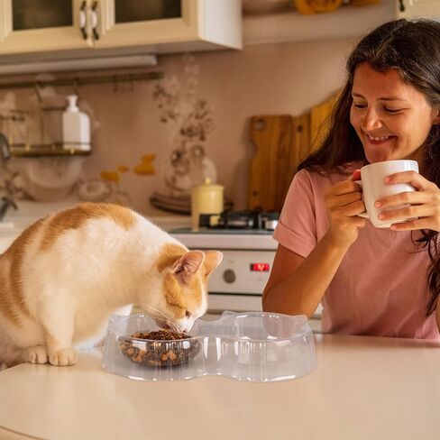 Whaline 30 Pcs Cat Ears Shape Anti Ant Food Bowls Cat Dog Disposable Container Plastic Pet Food Water Double Bowls Dish for Outdoor Small Animal Supplies in Kuwait