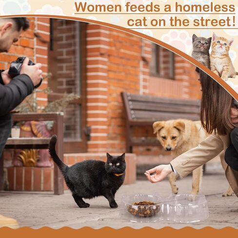 Whaline 30 Pcs Cat Ears Shape Anti Ant Food Bowls Cat Dog Disposable Container Plastic Pet Food Water Double Bowls Dish for Outdoor Small Animal Supplies in Kuwait