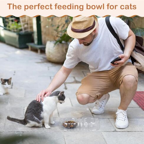 Whaline 30 Pcs Cat Ears Shape Anti Ant Food Bowls Cat Dog Disposable Container Plastic Pet Food Water Double Bowls Dish for Outdoor Small Animal Supplies in Kuwait