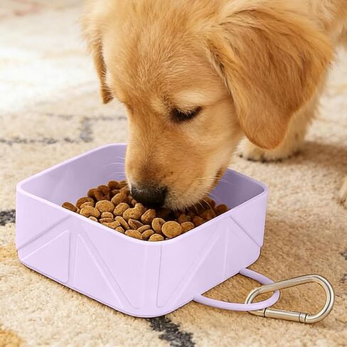 Collapsible Pet Bowls for Dogs and Cats, Portable Travel Silicone Foldable Dog Water Food Bowl with Carabiner 10.5x10.5x4.5cm in Saudi Arabia
