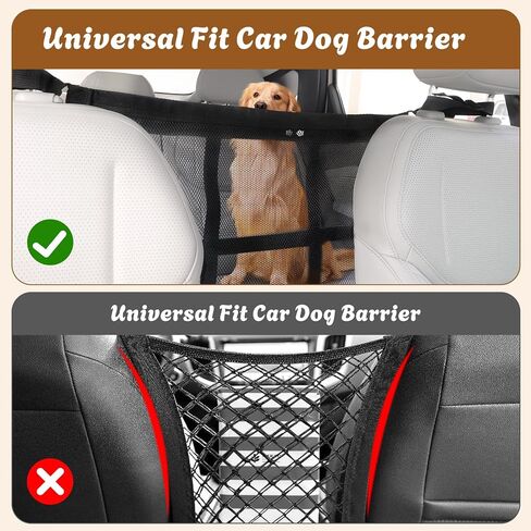 RealPlus Dog Car Barrier with Storage Pockets, Double-Layer Mesh Pet Divider for Cars SUVs Trucks, Breathable Universal Fit, 2026 Upgrade Easy Install in Kuwait