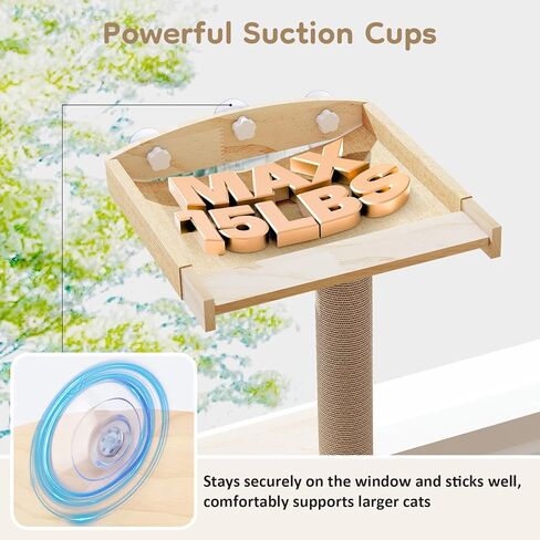 Yafylly Cat Window Perch with Scratching Post & Step, 47" Adjustable Window Perch for Large Cats, Cat Hammock for Window with Suction Cups, Multi-Level Cat Tree for Climbing, Sunbath, Bird Watching in Kuwait