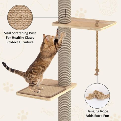 Yafylly Cat Window Perch with Scratching Post & Step, 47" Adjustable Window Perch for Large Cats, Cat Hammock for Window with Suction Cups, Multi-Level Cat Tree for Climbing, Sunbath, Bird Watching in Kuwait