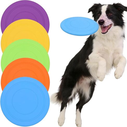 7 Inch Dog Flying Disc, Water Floating Flyer, Puppy Flyer Toy React Faster Training Interactive Toys for Small Medium Dog, Lightweight Durable and Water Resistant Floating Saucer, 5 Pack in Kuwait