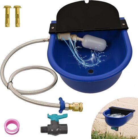 Automatic Dog Water Dispenser with Drain Valve, 1 Gallon Outdoor Auto Water Dog Bowl with Float Valve, Automatic Chicken Waterer with Hose Quick Connector, for Horse, Poultry (Green) in Kuwait