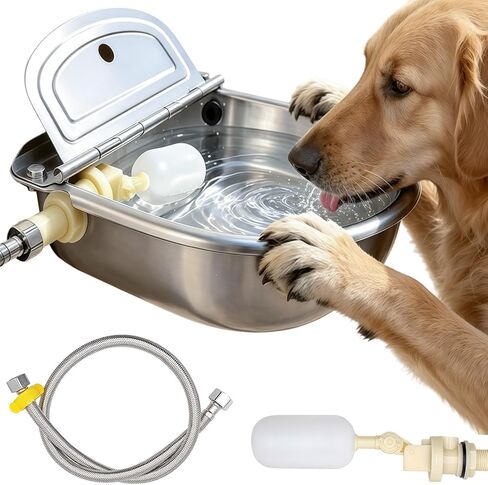 Automatic Water Dispenser for Dogs and Cats - Stainless Steel Dog Water Bowl Dispenser Outdoor Large Pets Waterer Feeder for Poultry and Livestock in Kuwait