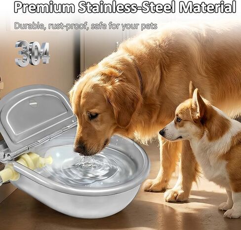 Automatic Water Dispenser for Dogs and Cats - Stainless Steel Dog Water Bowl Dispenser Outdoor Large Pets Waterer Feeder for Poultry and Livestock in Kuwait