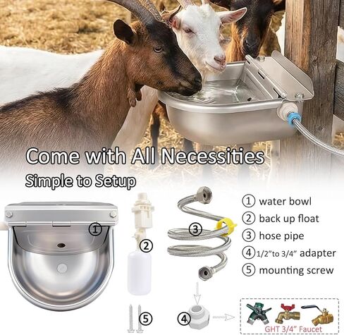 Automatic Water Dispenser for Dogs and Cats - Stainless Steel Dog Water Bowl Dispenser Outdoor Large Pets Waterer Feeder for Poultry and Livestock in Kuwait