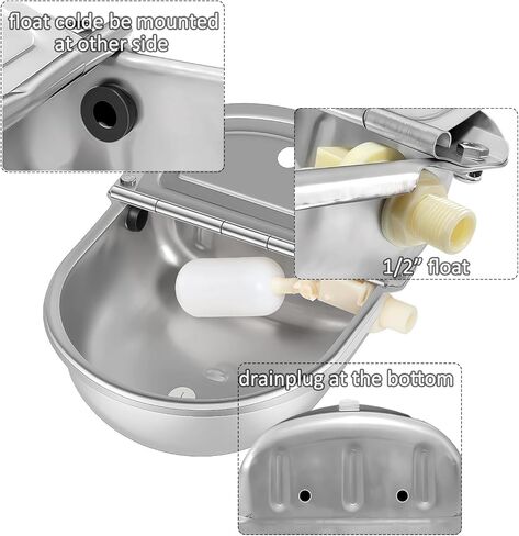 Automatic Water Dispenser for Dogs and Cats - Stainless Steel Dog Water Bowl Dispenser Outdoor Large Pets Waterer Feeder for Poultry and Livestock in Kuwait