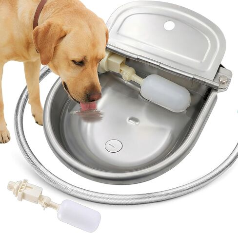 Automatic Water Dispenser for Dogs and Cats - Stainless Steel Dog Water Bowl Dispenser Outdoor Large Pets Waterer Feeder for Poultry and Livestock in Kuwait