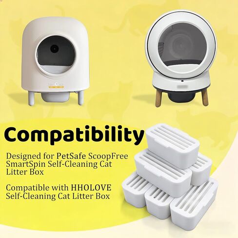 مزيل الروائح الكريهة من نيوكي، 6 عبوات مطورة من أجل PetSafe ScoopFree SmartSpin صندوق فضلات القطط ذاتي التنظيف، مزيل الرائحة متوافق مع صندوق فضلات القطط ذاتي التنظيف برائحة الليمون من HHOLOVE in Kuwait